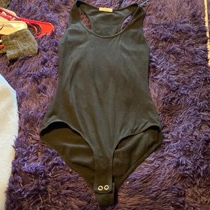 Black racer back bodysuit